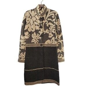 Sao Paulo Embosed Sweater Wool Blend zknit Jacket Charcoal Cream Size 8